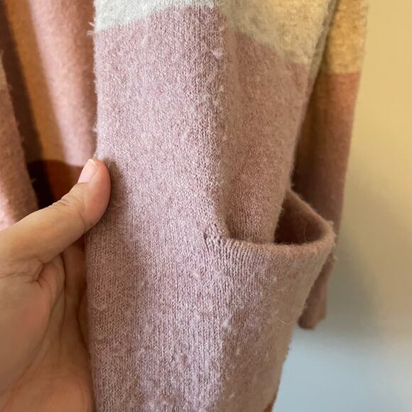 Madewell Ryder Cardigan Sweater Long Open Front Colorblock Wool Alpaca sz S - Picture 7 of 10